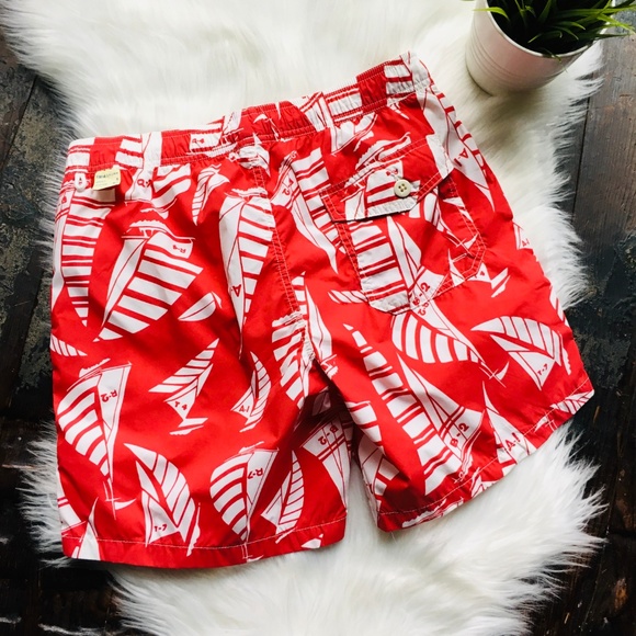 J. CREW Always Swim Trunks Sailing Red Print NEW - Picture 6 of 8